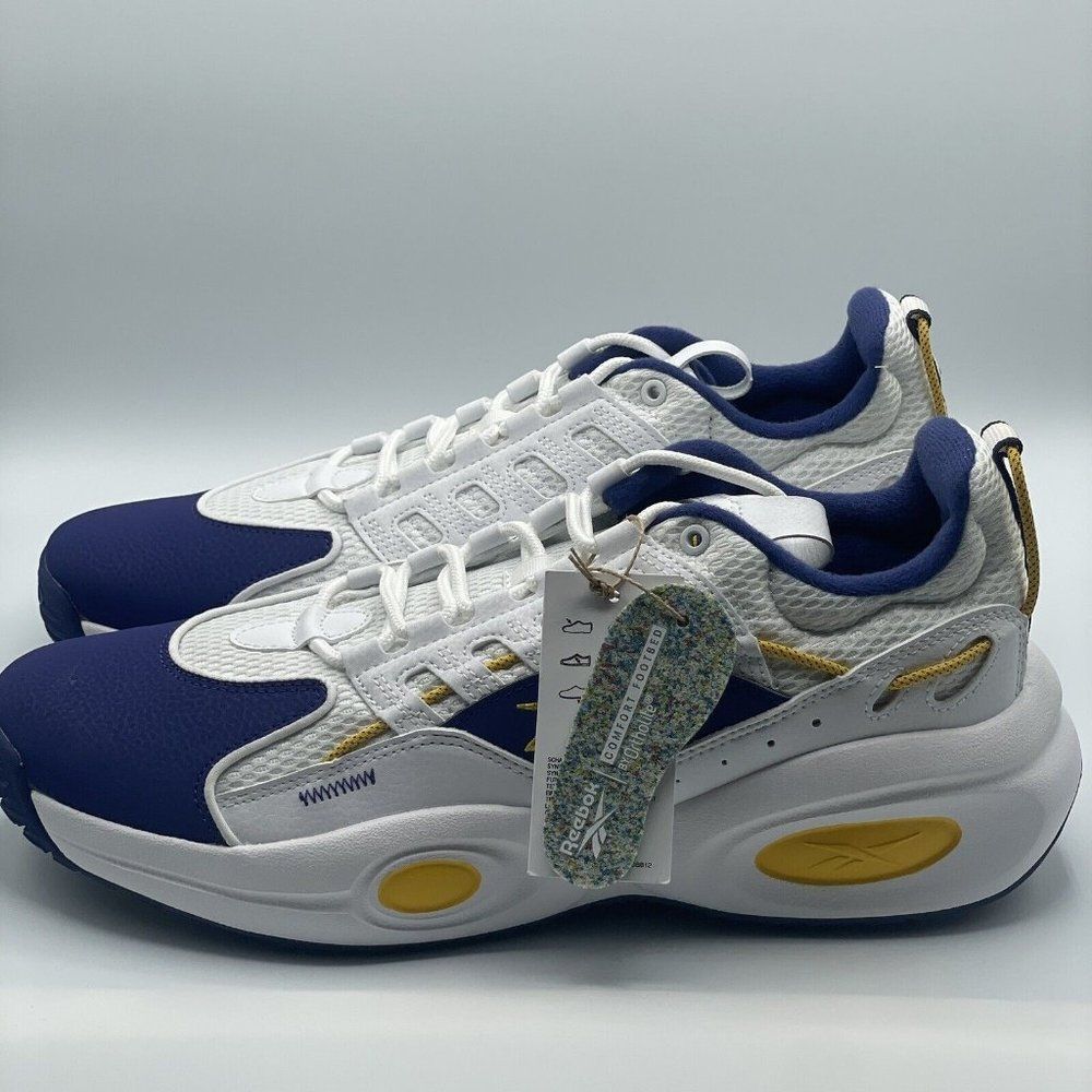 Reebok Solution Mid Men's Allen Iverson Basketball Yellow/Purple Shoes Size 11.5 - Picture 4 of 12